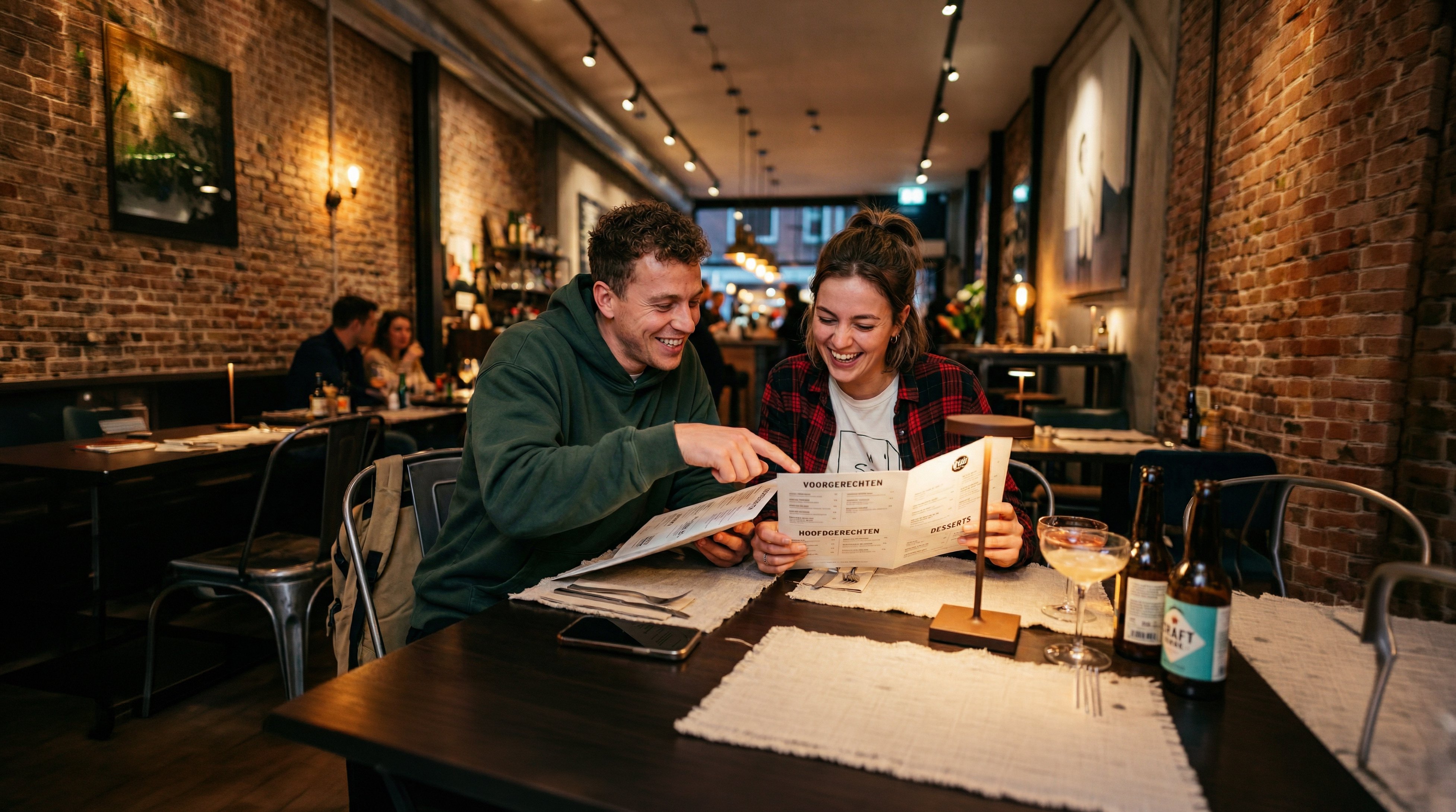 A couple at the restaurant.